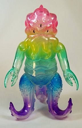 Goto-san Rainbow Kaiju TriPus soft vinyl figure by Hiroshi Goto-San, produced by Max Toy Co.. Front view.