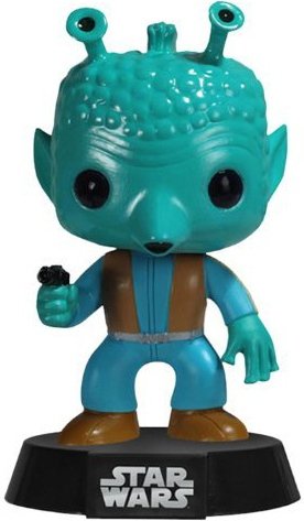 Greedo figure by Lucasfilm Ltd., produced by Funko. Front view.