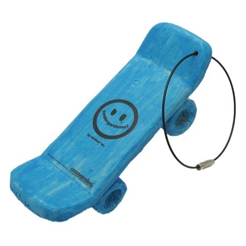 Kindergardener Skateboard Keychain - Blue figure by Michael Lau, produced by Crazysmiles. Front view.
