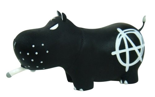 Potamus 6 - Black Anarchy  figure by Frank Kozik, produced by Toy2R. Front view.