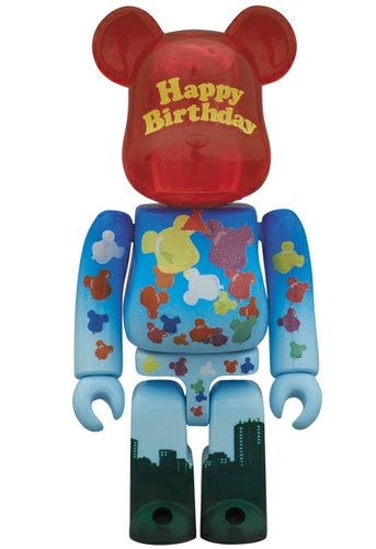 Happy Birthday Be@rbrick 100% figure, produced by Medicom Toy. Front view.