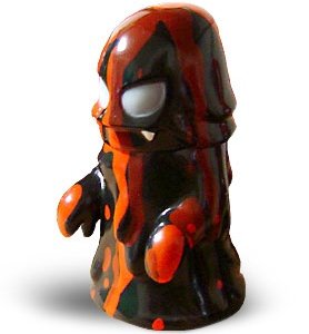 Mini Damnedron - Hot Lava figure by Pushead, produced by Rumble Monsters. Front view.
