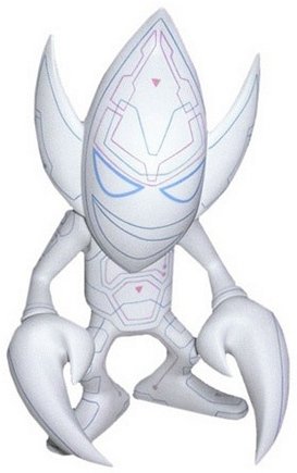 Unkle 77 - White, VCD Special No.38 figure by Futura, produced by Medicom Toy. Front view.