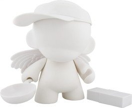 Munny DIY White figure, produced by Kidrobot. Front view.