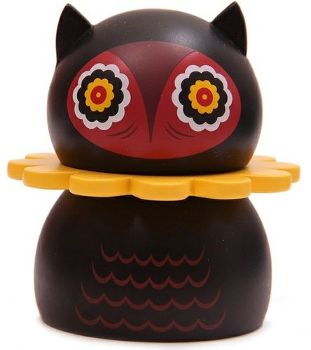 Misko - Black figure by Nathan Jurevicius, produced by Kidrobot. Front view.