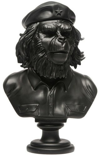 Rebel Ape Bust - Black figure by Ssur, produced by 3D Retro. Front view.