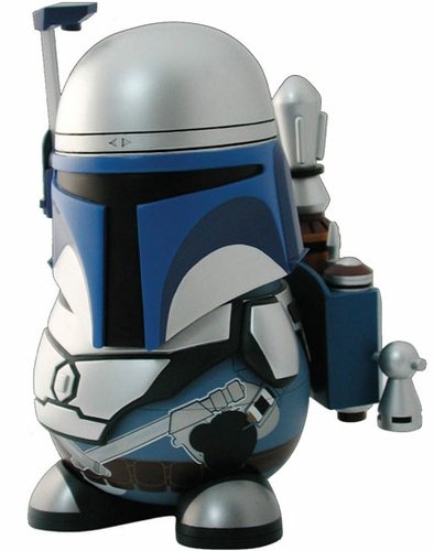 Jango Fett Chubby figure by Lucasfilm Ltd., produced by Hot Toys. Front view.