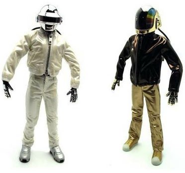 Daft Punk figure by Daft Punk, produced by Medicom Toy. Front view.