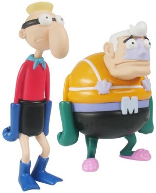 MermaidMan & BarnacleBoy figure by Nickelodeon, produced by Play Imaginative. Front view.