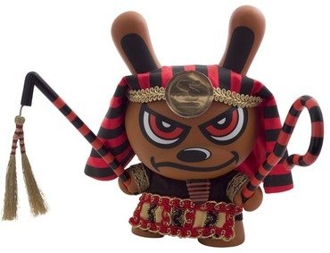 King Tut Dunny Red figure by Sket One, produced by Kidrobot. Front view.