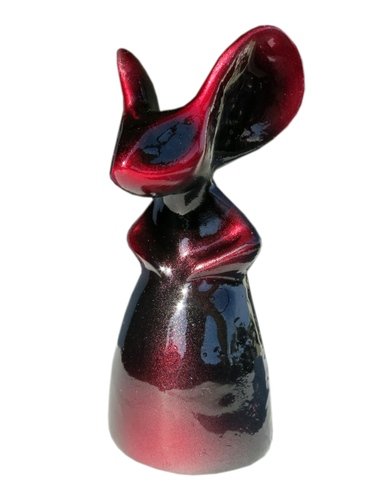 Blackened Cherry Mad Sad Mouse figure by Shea Brittain, produced by Frankenfactory. Front view.
