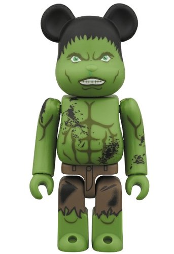 Hulk Be@rbrick Damage Ver. 100% figure by Marvel, produced by Medicom Toy. Front view.