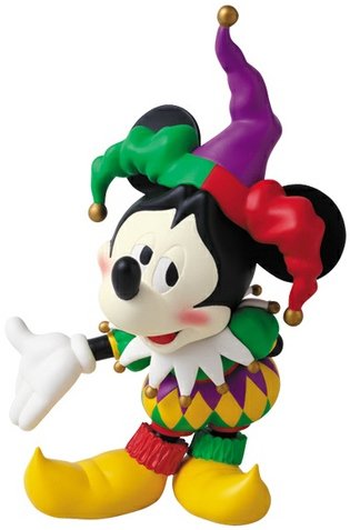 Mickey Mouse Jester Ver. - VCD No.174 figure by Disney, produced by Medicom Toy. Front view.