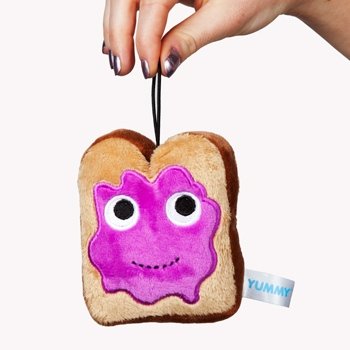 Purple Toast Mini Plush figure by Heidi Kenney, produced by Kidrobot. Front view.