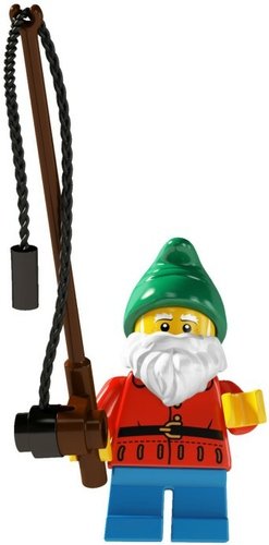 Garden Gnome figure by Lego, produced by Lego. Front view.