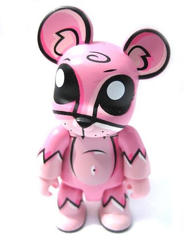 Pink Bear figure by Joe Ledbetter, produced by Toy2R. Front view.