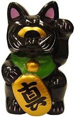 Mini Fortune Cat - Black  figure by Real X Head, produced by Realxhead. Front view.