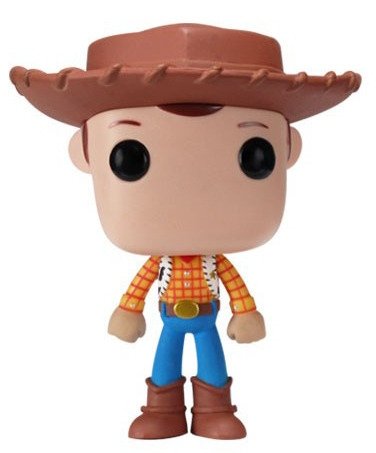 Woody figure by Disney, produced by Funko. Front view.