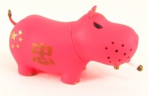Mini Potamus - East is Red figure by Frank Kozik, produced by Toy2R. Front view.