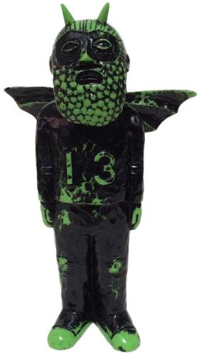 Lucky - Green figure by Mike Egan, produced by Dke Toys. Front view.