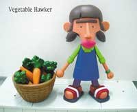 Vegetable Hawker figure by Eric So, produced by So Fun. Front view.
