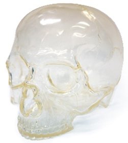 Skull Head 1/1 - Clear figure, produced by Secret Base. Front view.
