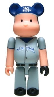New York Yankees Be@rbrick 100% - Chien-Ming Wang 2 figure, produced by Medicom Toy. Front view.