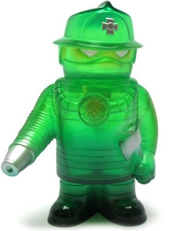 Fire Robo - Clear Green figure by Jeremy Whitaker, produced by Super7. Front view.