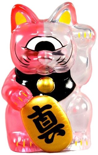 Mini Fortune Cat - Clear Pink Split figure by Mori Katsura, produced by Realxhead. Front view.