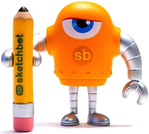 Sketchbot - OG figure by Steve Talkowski, produced by Solid. Front view.