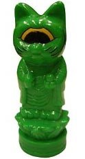 Mini Fortune God - Green figure by Mori Katsura, produced by Realxhead. Front view.