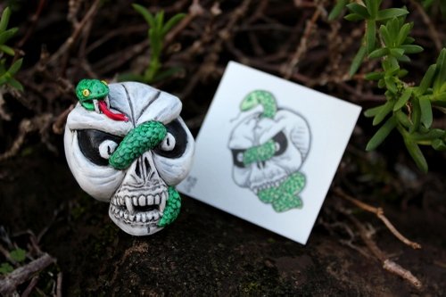 Skull Tattoos - Serpent Skull - Custom figure by Double Haunt. Front view.
