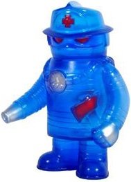 Fire Robo - Clear Blue figure by Jeremy Whitaker, produced by Super7. Front view.