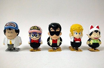 Dr Slump Arale Norimaki wire chain movable figure(complete set of 5) figure, produced by Epoch. Front view.