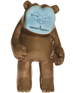 Fuzzie the Bear - Blue & Brown figure by Spencer Hansen, produced by Blamo Toys. Front view.