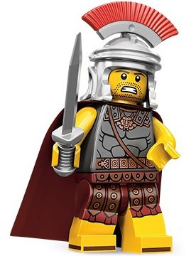 Roman Commander figure by Lego, produced by Lego. Front view.
