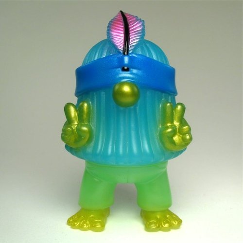 Cosmic Hobo - Clear Neon Blue, Neon Green figure by Naoya Ikeda. Front view.