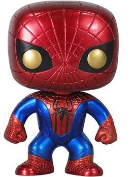 Metallic Spider-Man - SDCC 2012 figure by Marvel, produced by Funko. Front view.
