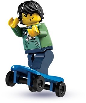 Skater figure by Lego, produced by Lego. Front view.
