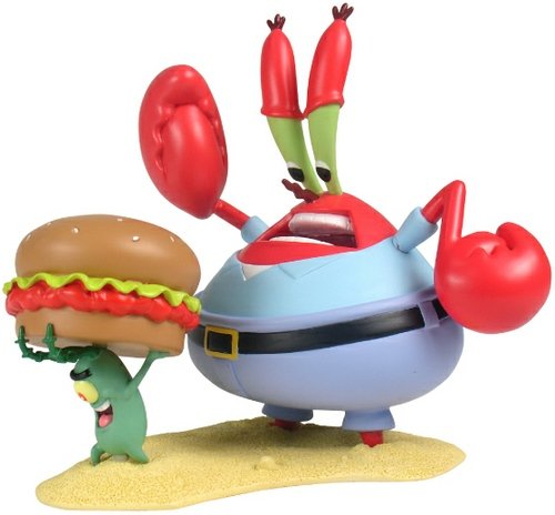 Mr Krabs & Plankton figure by Nickelodeon, produced by Play Imaginative. Front view.