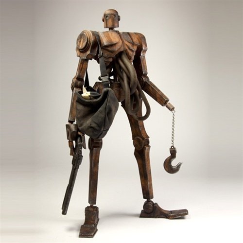 PopBot figure by Ashley Wood, produced by Threea. Front view.