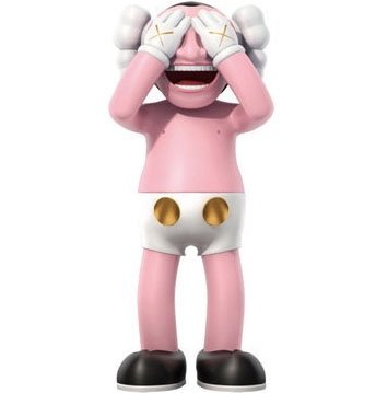 Kaws x Yue Minjun Companion figure by Kaws X Yue Minjun, produced by Art For The Masses. Front view.