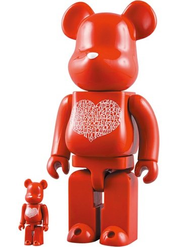 International Love Heart Be@rbrick 100% & 400% Set  figure by Alexander Girard, produced by Medicom Toy. Front view.