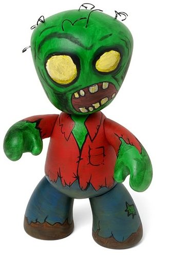 Zombie figure, produced by Mezco Toyz. Front view.