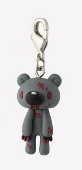 Gloomy Bear Zipper Pull (Bloody Grey) figure by Mori Chack, produced by Kidrobot. Front view.