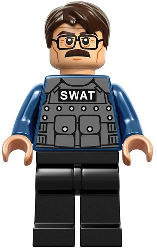 Commissioner Gordon figure by Dc Comics, produced by Lego. Front view.