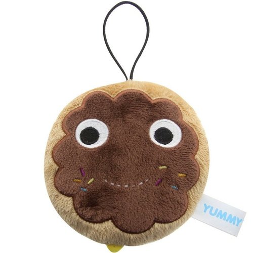 Brown Donut Mini Plush figure by Heidi Kenney, produced by Kidrobot. Front view.