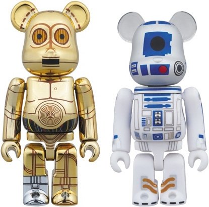 C3PO & R2D2 100% Be@rbrick Set figure by Lucasfilm Ltd., produced by Medicom Toy. Front view.
