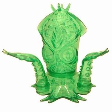 Ika-Gilas - Clear Green figure by Frank Kozik, produced by Wonderwall. Front view.