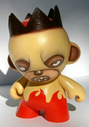 Mexican Wrestler Bear Suit figure by Kathie Olivas, produced by Kidrobot. Front view.
